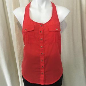 Fun & Flirt Red Sleeveless Shirt Size Small